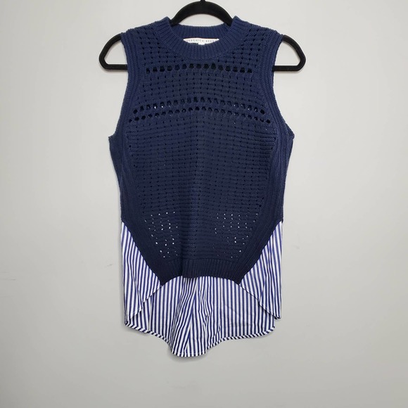 VERONICA BEARD • South Beach Combo Navy Sleeveless Knit Sweater Sz M - Picture 3 of 9